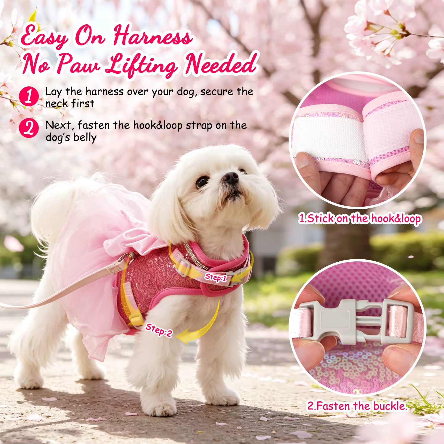 Vestido de Princesa con Arnés para Perros y Gatos – Brillantina