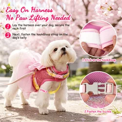 Vestido de Princesa con Arnés para Perros y Gatos – Brillantina