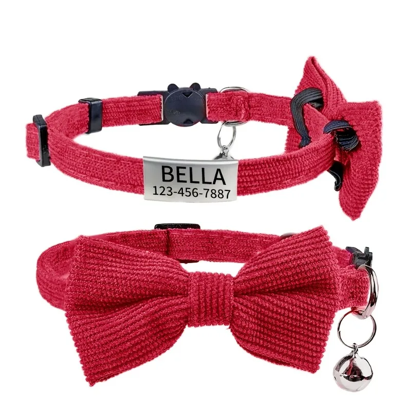 Collar personalizado para gatos con etiqueta, lazo y campana - imagen 5