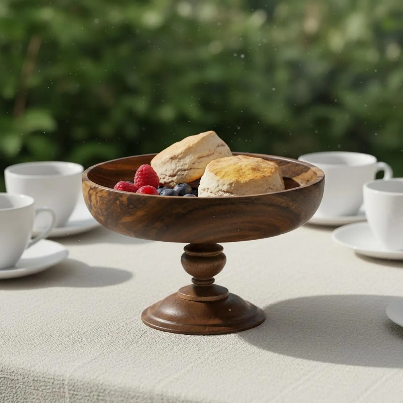 Frutero de madera vintage en pedestal para servir premios gatos y perros - imagen 4