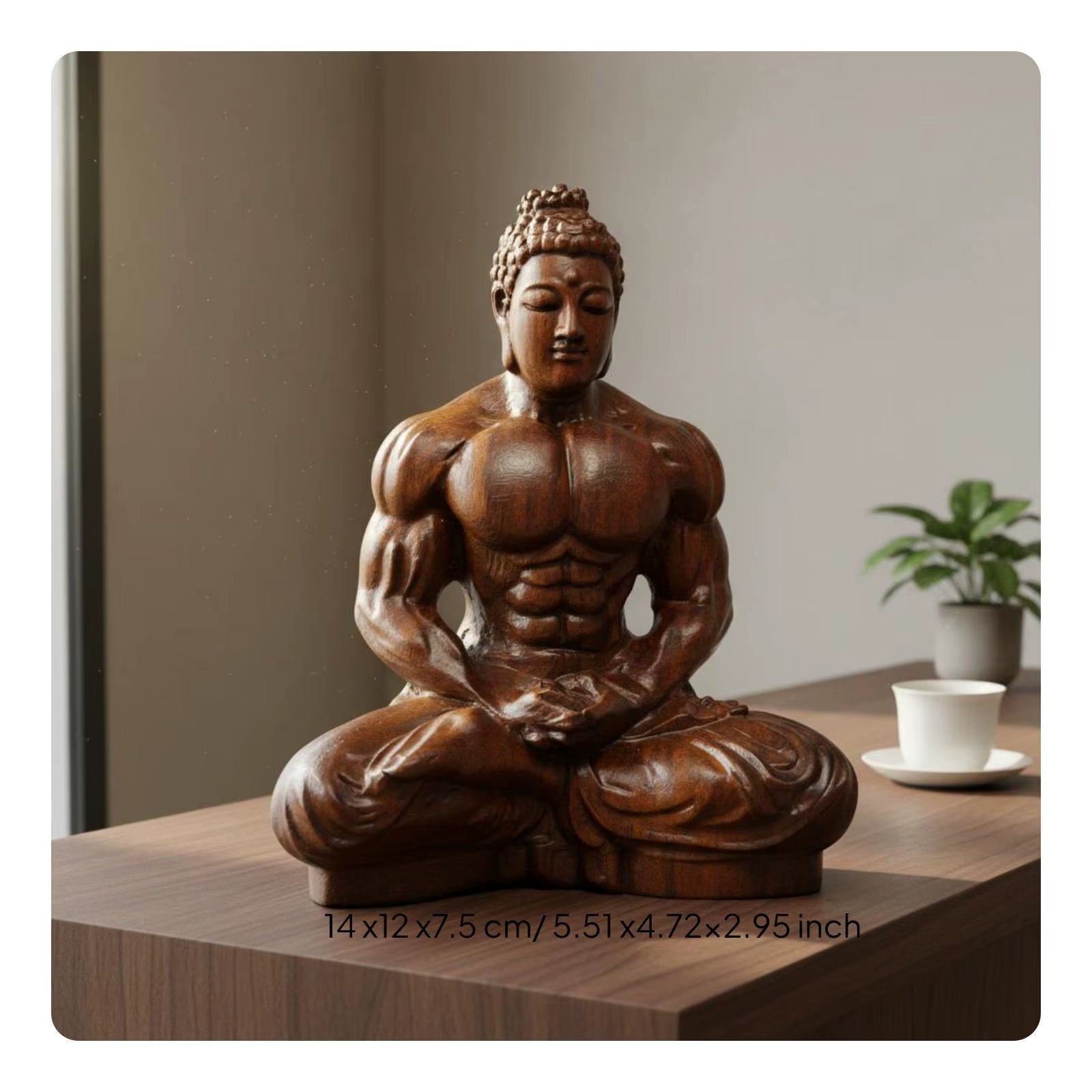 Buda de madera en decoración de salón moderno