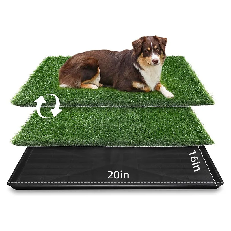 Inodoro para perros con césped simulado vista frontal