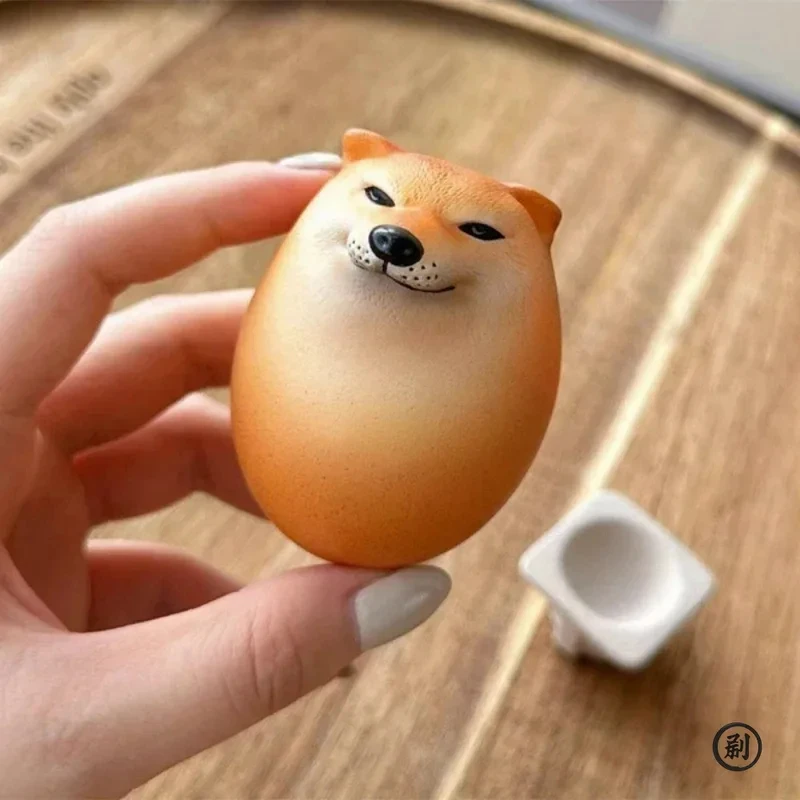 Figura decorativa Shiba Inu en forma de huevo PVC para escritorio - imagen 3