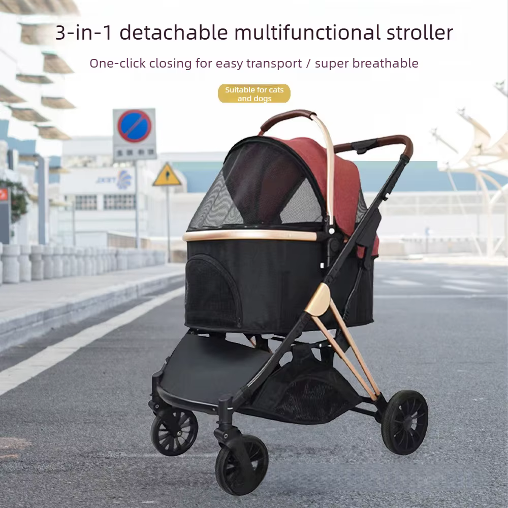Carrito Plegable para Mascotas Pequeñas con Vista Elevada - imagen 5