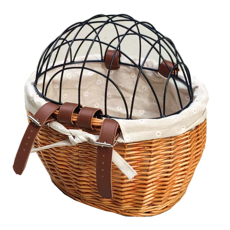 Cesta tejida ratán para perros y gatos con cubierta de hierro - imagen 5