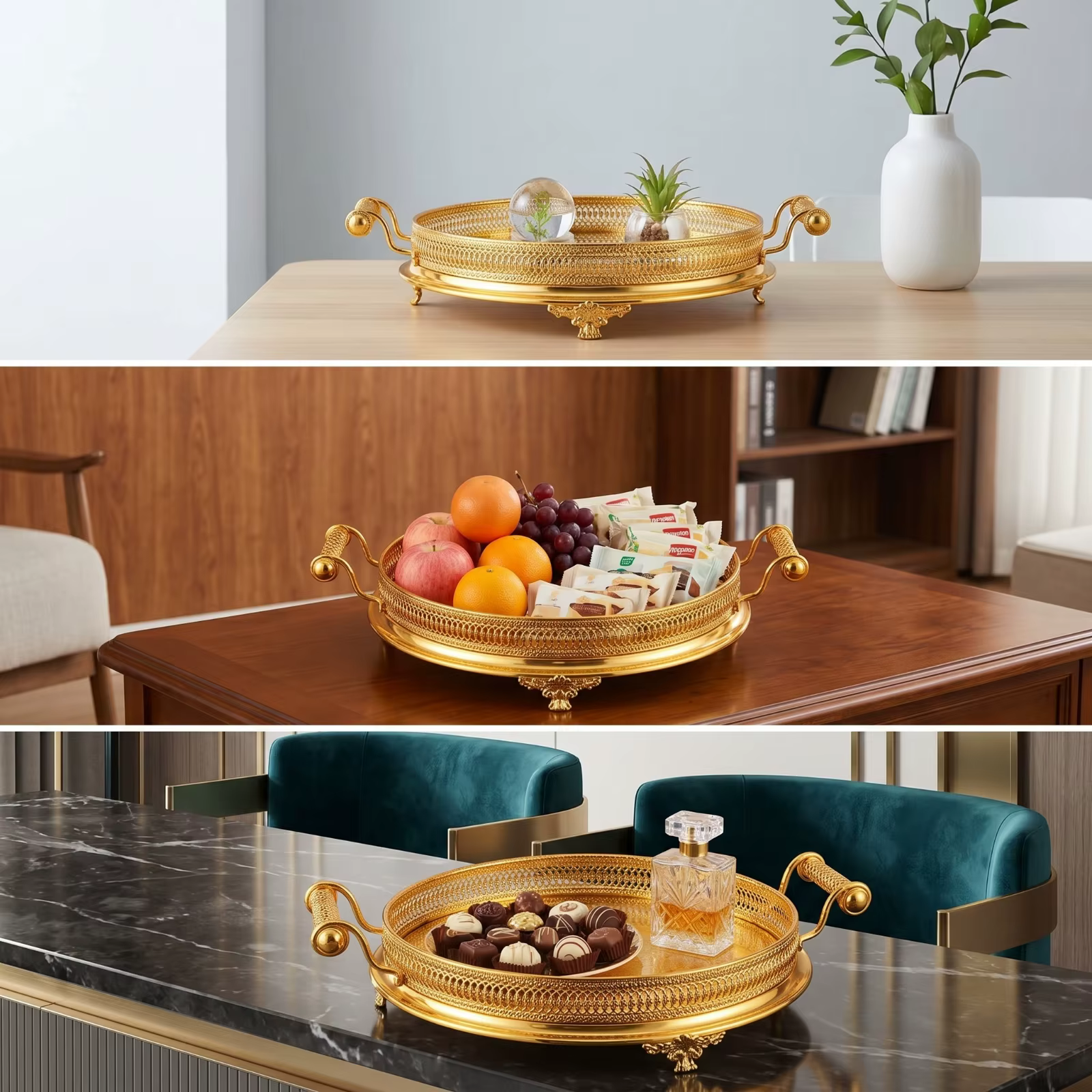 Bandeja de metal perforado para gatos y perros – plato decorativo elegante - imagen 2