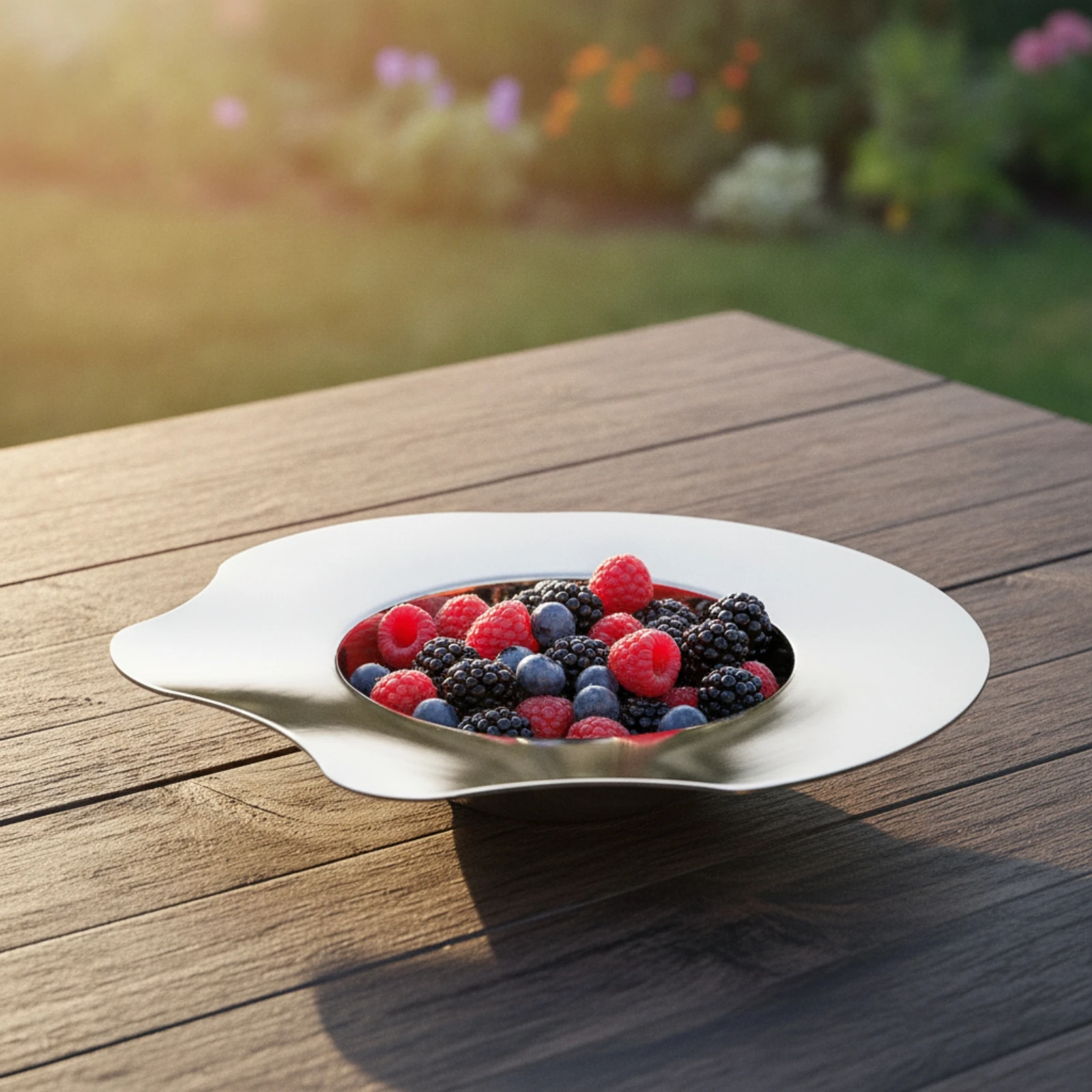 Frutero Metálico con Hueco Central – Bandeja de Acero Inoxidable Elegante