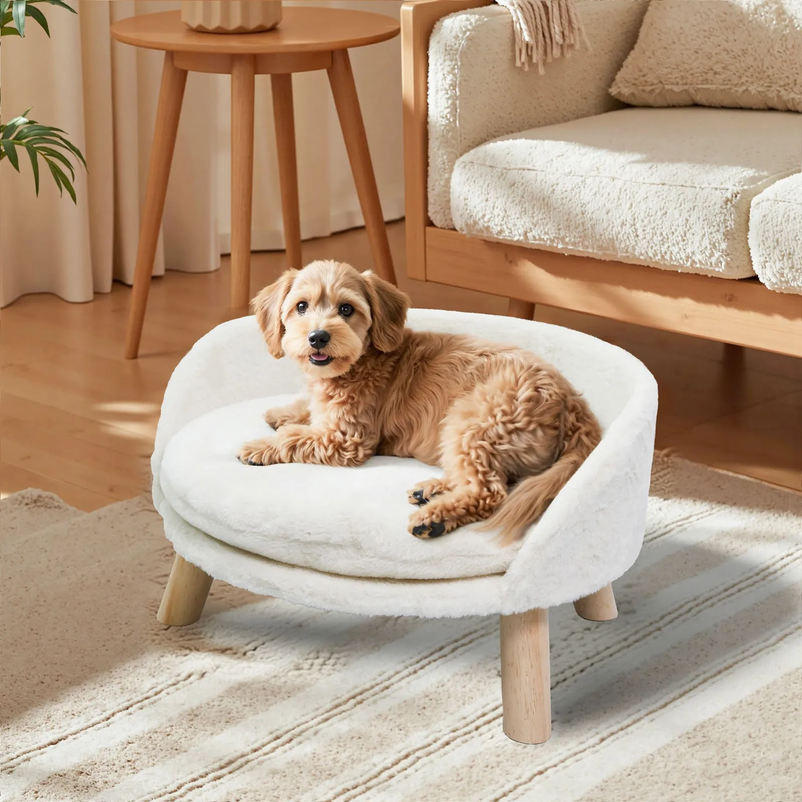 Cama sofá elevada para perros y gatos con respaldo acolchado - imagen 5