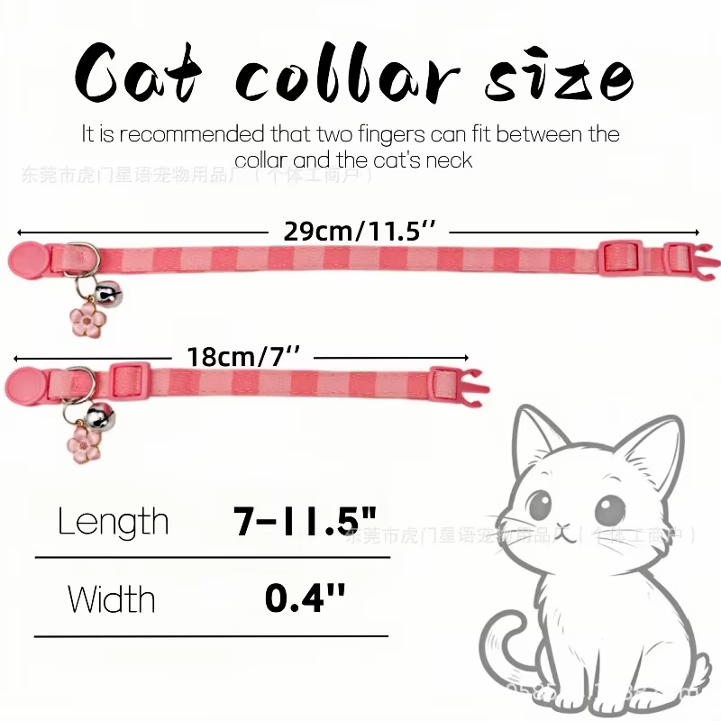 Collar rosa para gato con campana, lazo y flor – ajustable - imagen 2