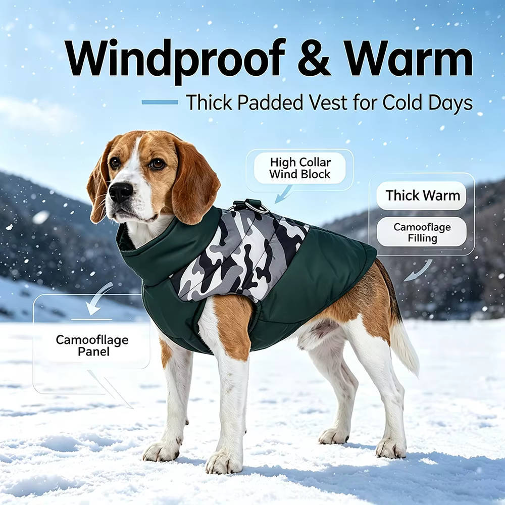 Chaleco perro invierno con camuflaje – Impermeable y cálido - imagen 4