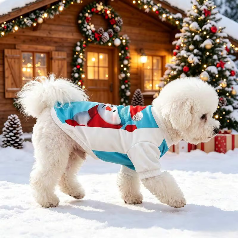 Camiseta navideña para perro con estampado de muñeco de nieve - imagen 3