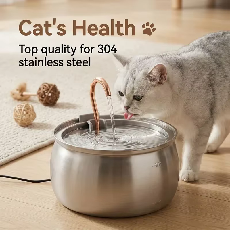 Fuente agua acero inoxidable para gatos y perros USB