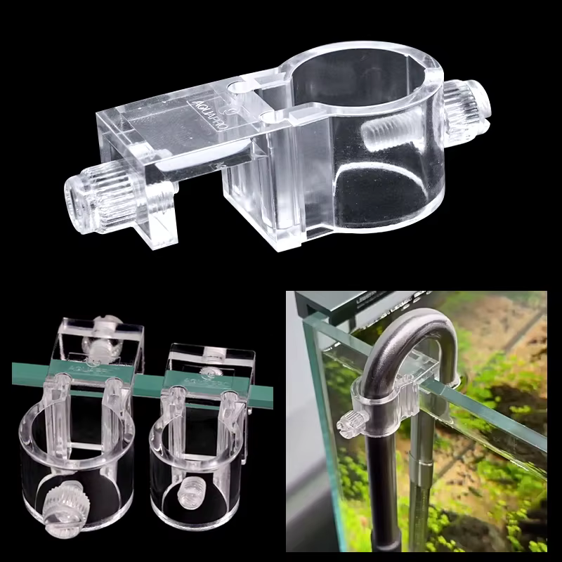 Clip fijo transparente para mangueras de acuario