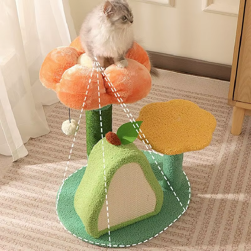 Torre de escalada para gatos con diseño de flor - imagen 4