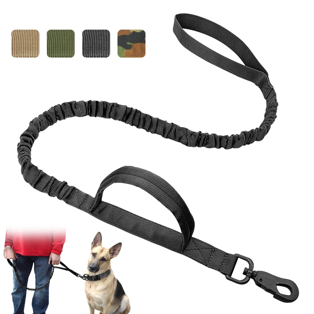 Correa táctica de nailon con cuerda elástica para entrenamiento perros