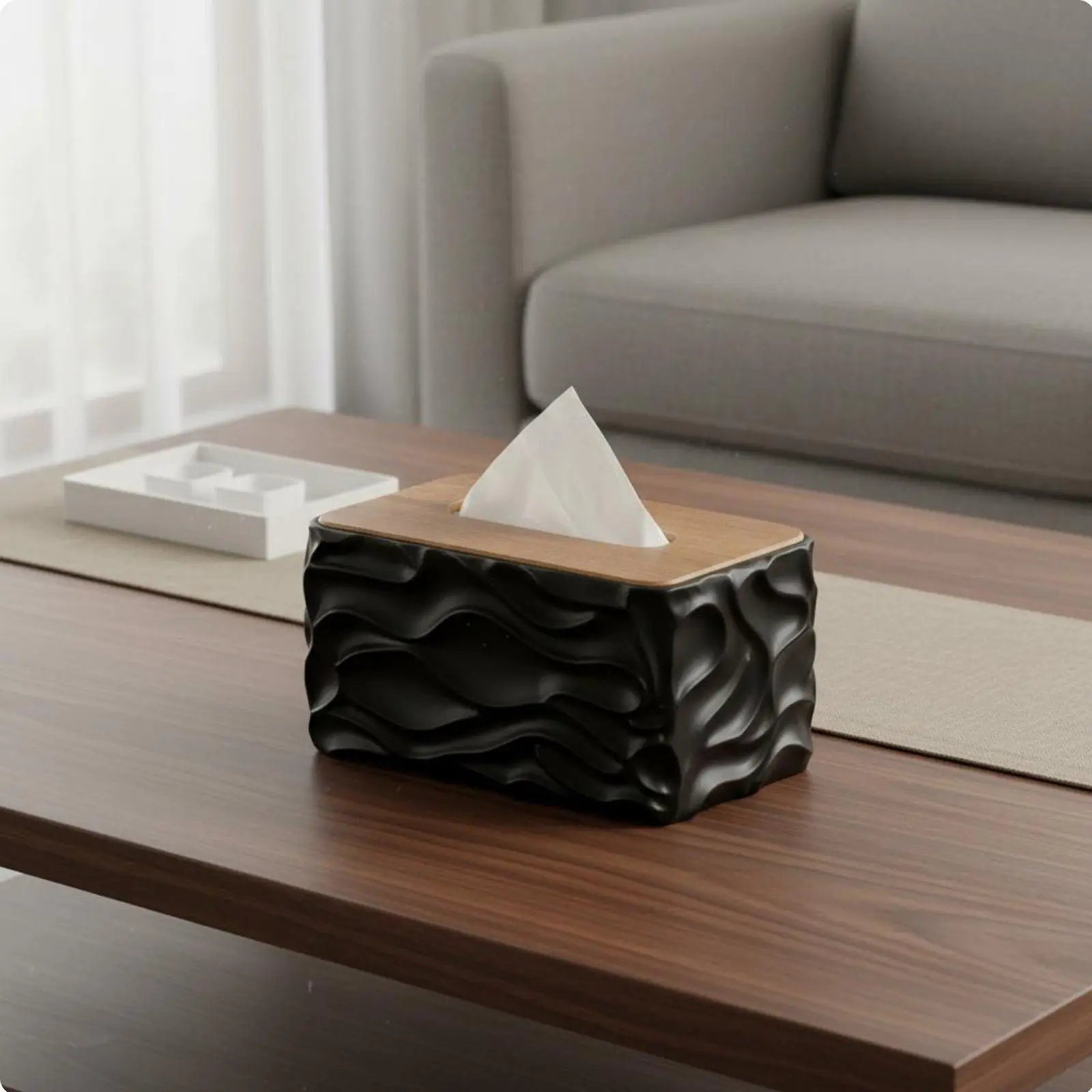 Portapañuelos de Madera Minimalista – Dispensador Rectangular para Sala y Baño - imagen 5
