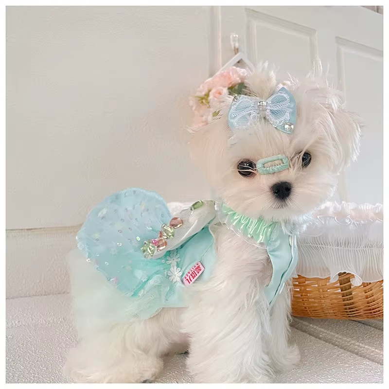 Vestido princesa transpirable con lazo grande para perros Chihuahua - imagen 5