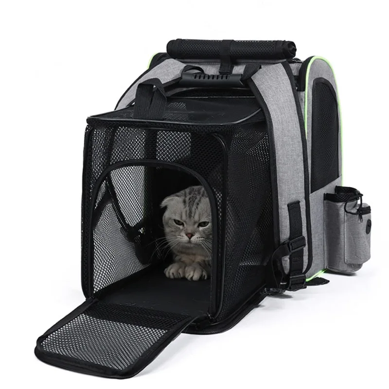 Mochila transportín expandible para gatos y perros – Viaje transpirable plegable - imagen 4