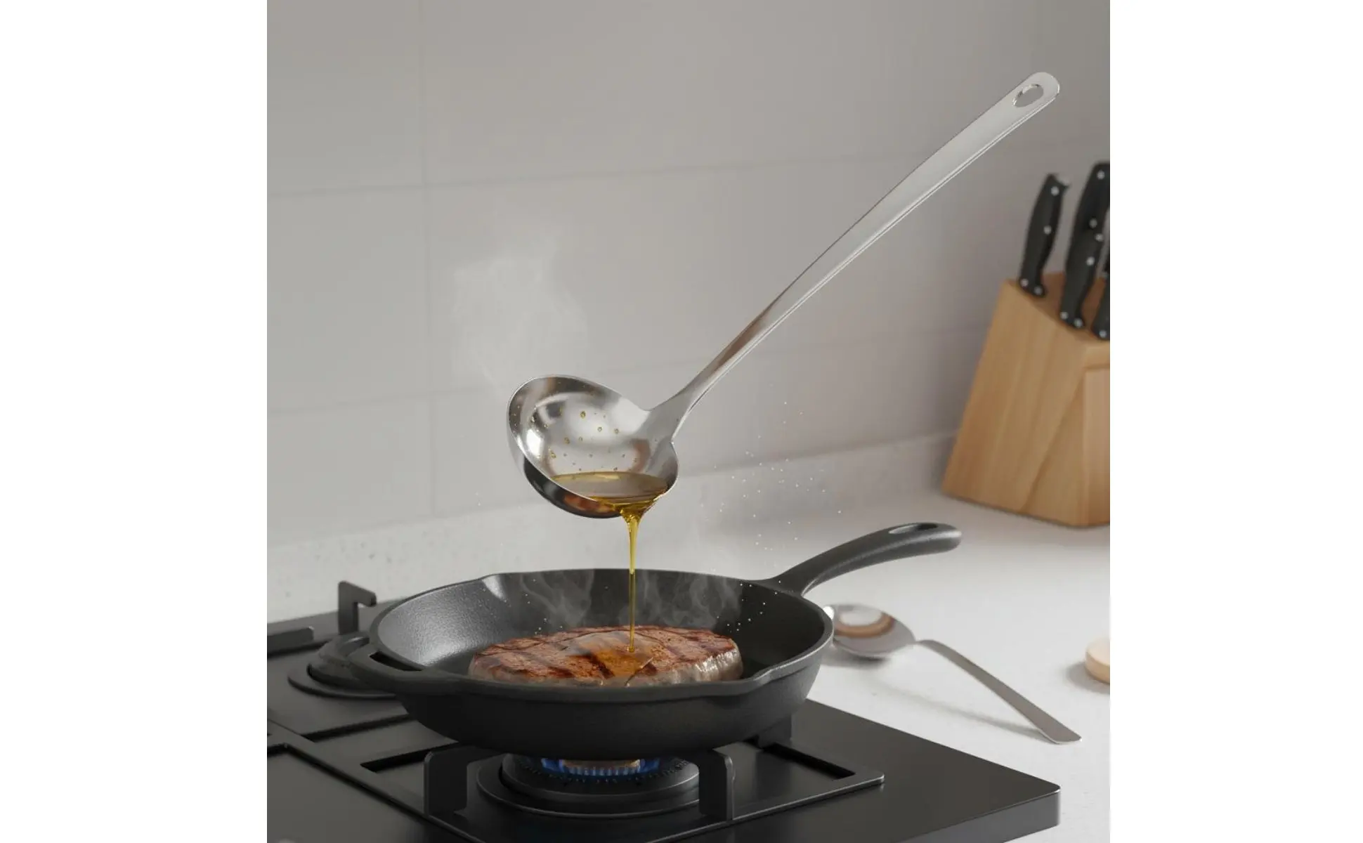 Utensilio profesional para restaurante con acabado de acero