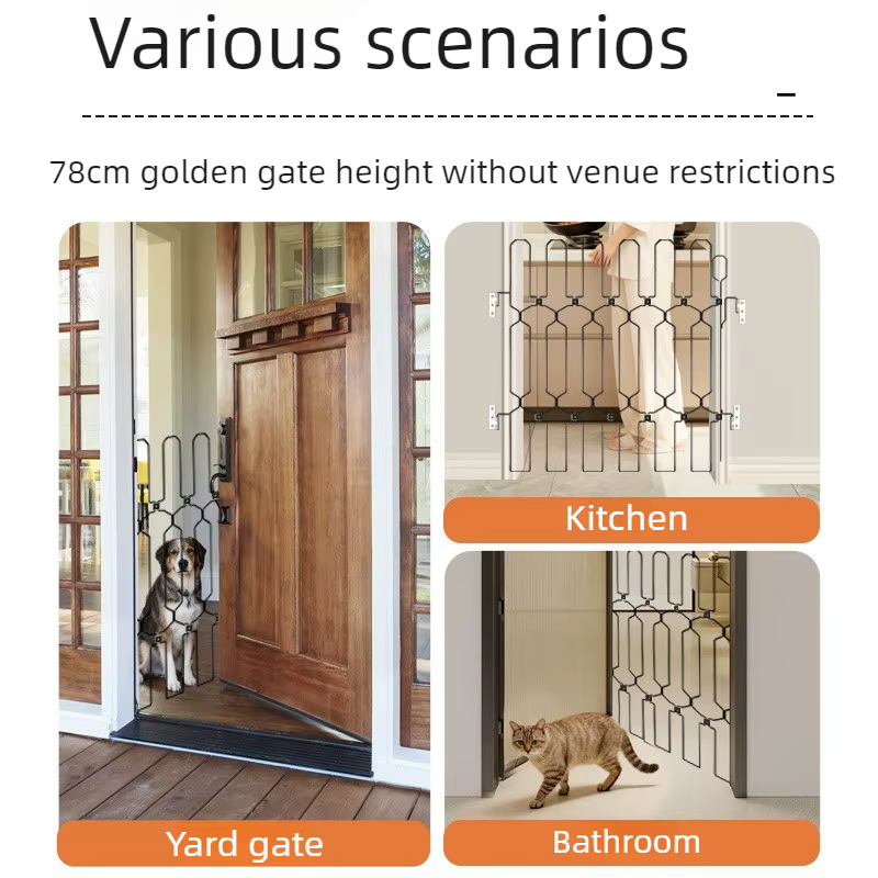 Barrera retráctil metálica 78 cm para gatos y perros – Escaleras y puertas - imagen 5