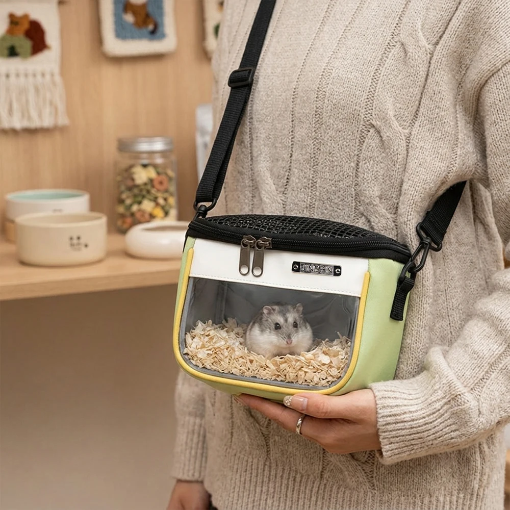Bolsa bandolera transpirable con malla y ventana para hámsteres, loros - imagen 5