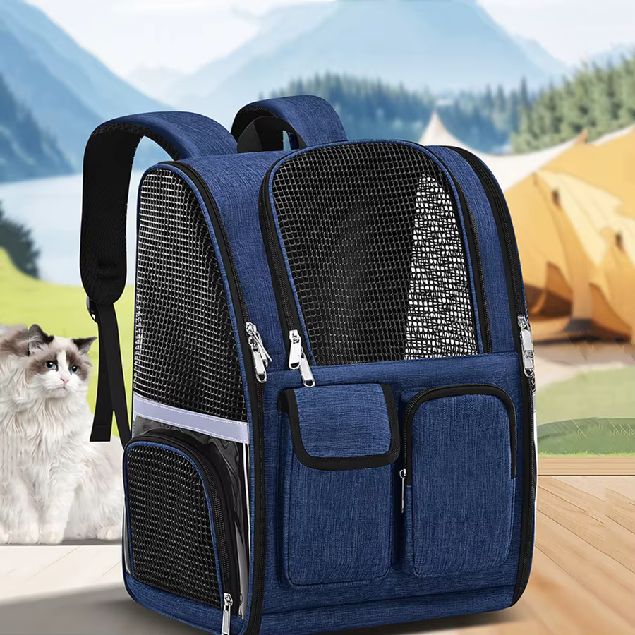 Mochila plegable Oxford ventilada para perros y gatos – con bols - imagen 5