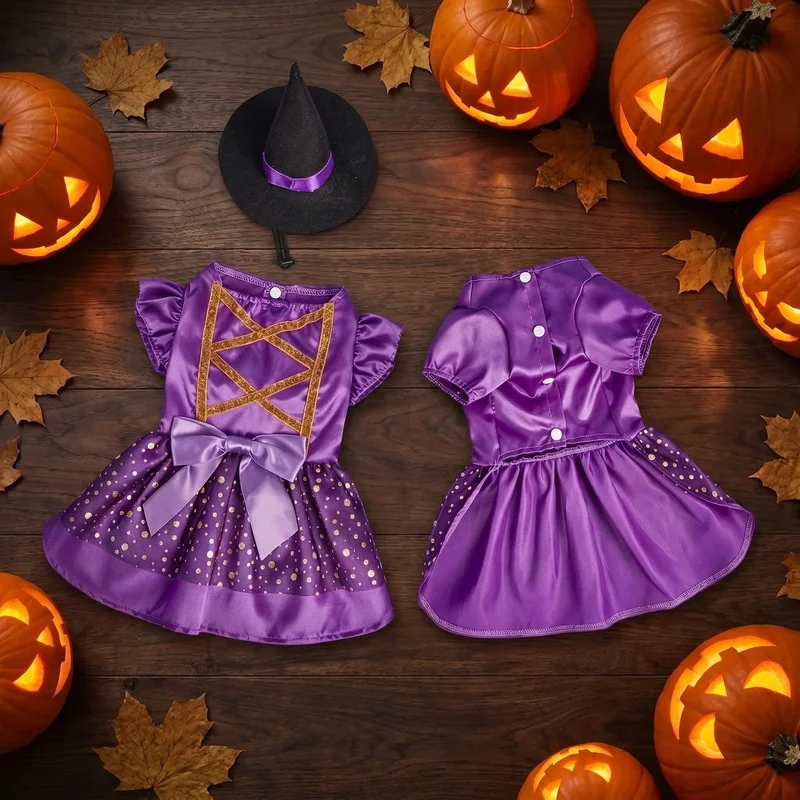 Disfraz Halloween perro y gato: sombrero, lazo brillante y falda - imagen 5