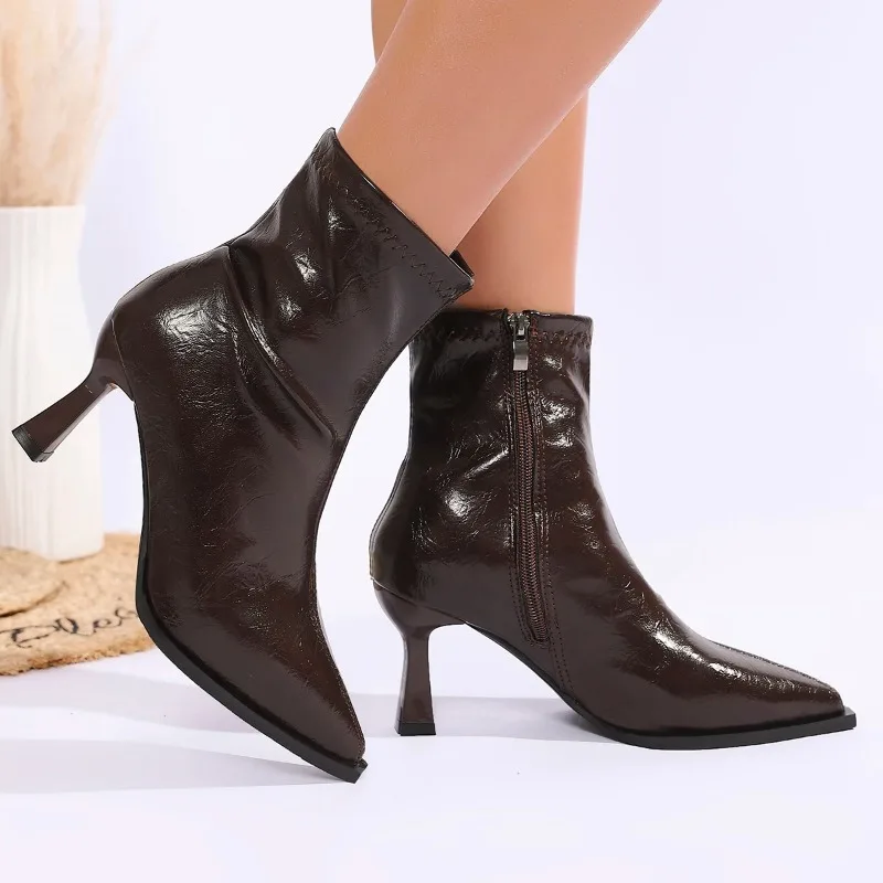 Botines Punta en Pico con Tacón Delgado para Mujer – Botines de Fiesta y Vestir - imagen 2