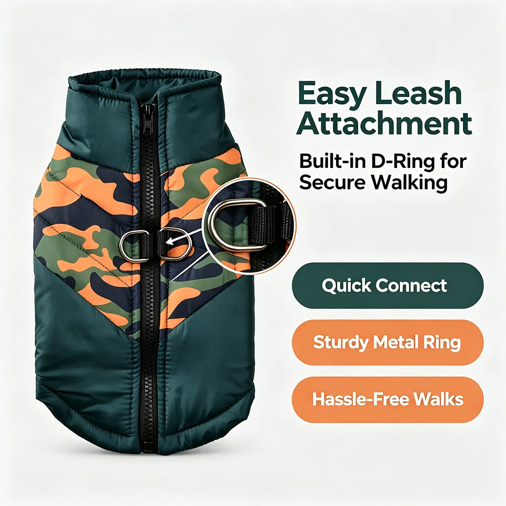 Chaleco Térmico Camuflaje para Perros y Gatos – Abrigo de Invierno - imagen 2