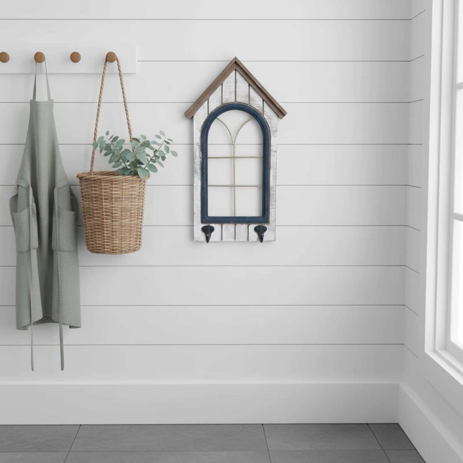 Marco de ventana de madera vintage decorativo para gatos y perros - imagen 5