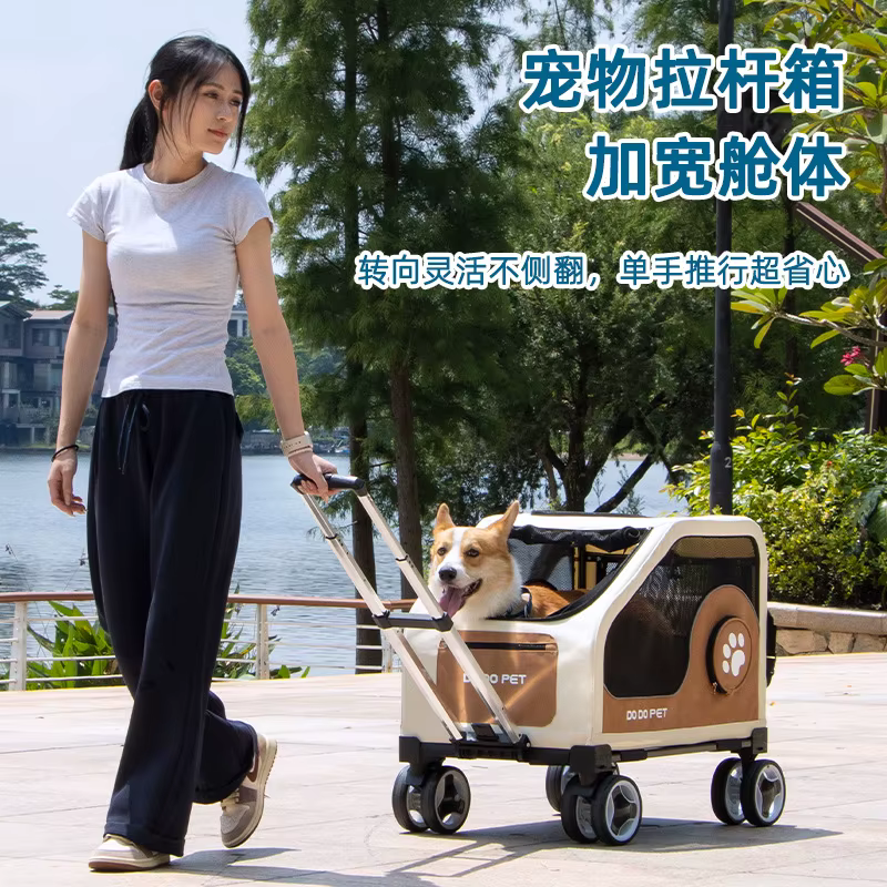 Carrito plegable para perros y gatos medianos – Ruedas silenciosas - imagen 4
