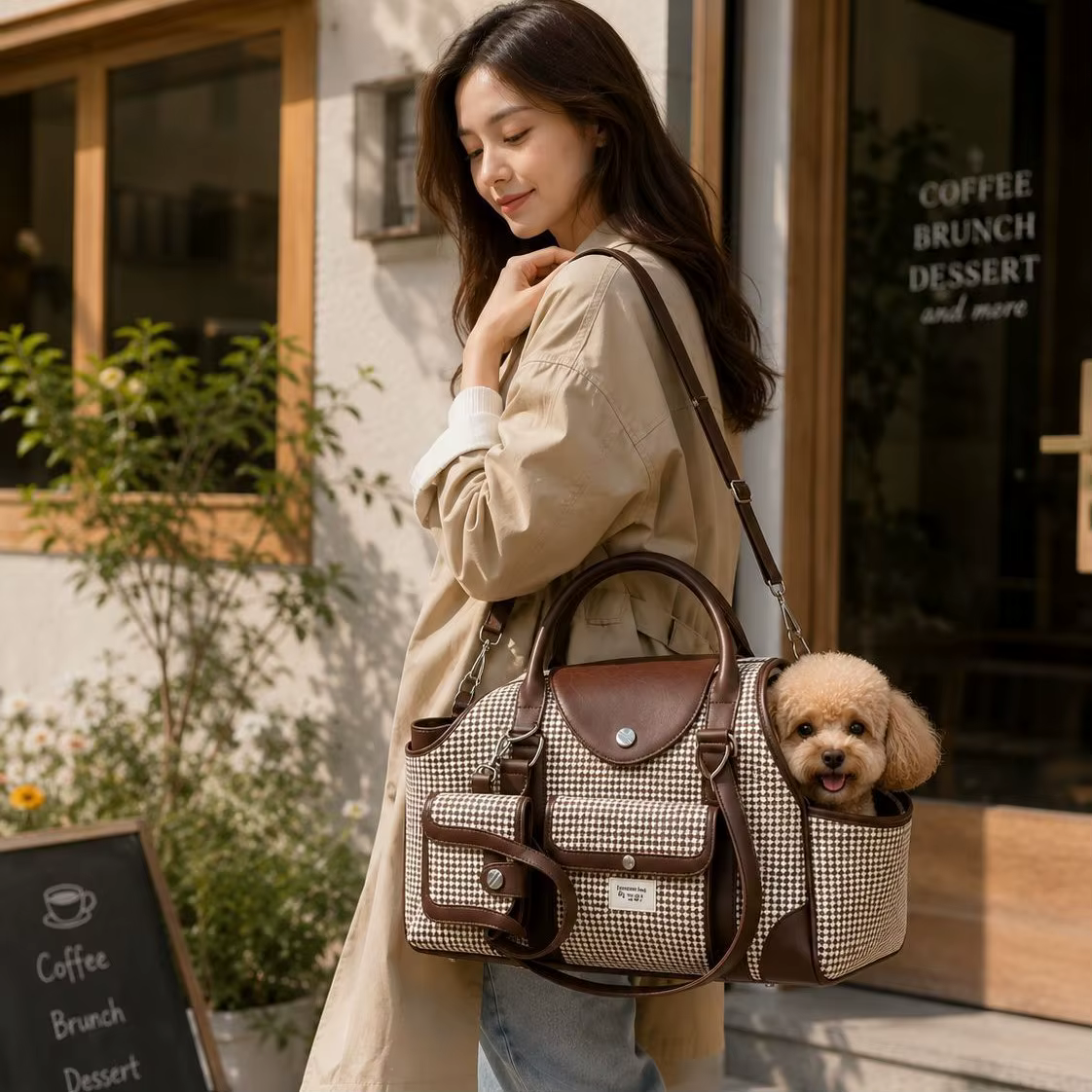 Bolsa de transporte para gatos y perros pequeños, transpirable con correa - imagen 2