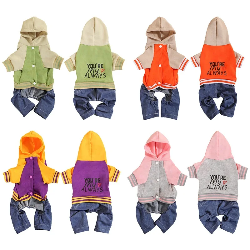 Mono para perros y gatos con estampado de letras – Chaqueta suave de otoño - imagen 4