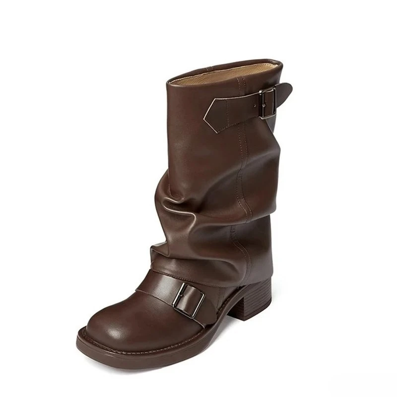 Botas vaqueras cortas para mujer con tacón grueso y plataforma - imagen 5
