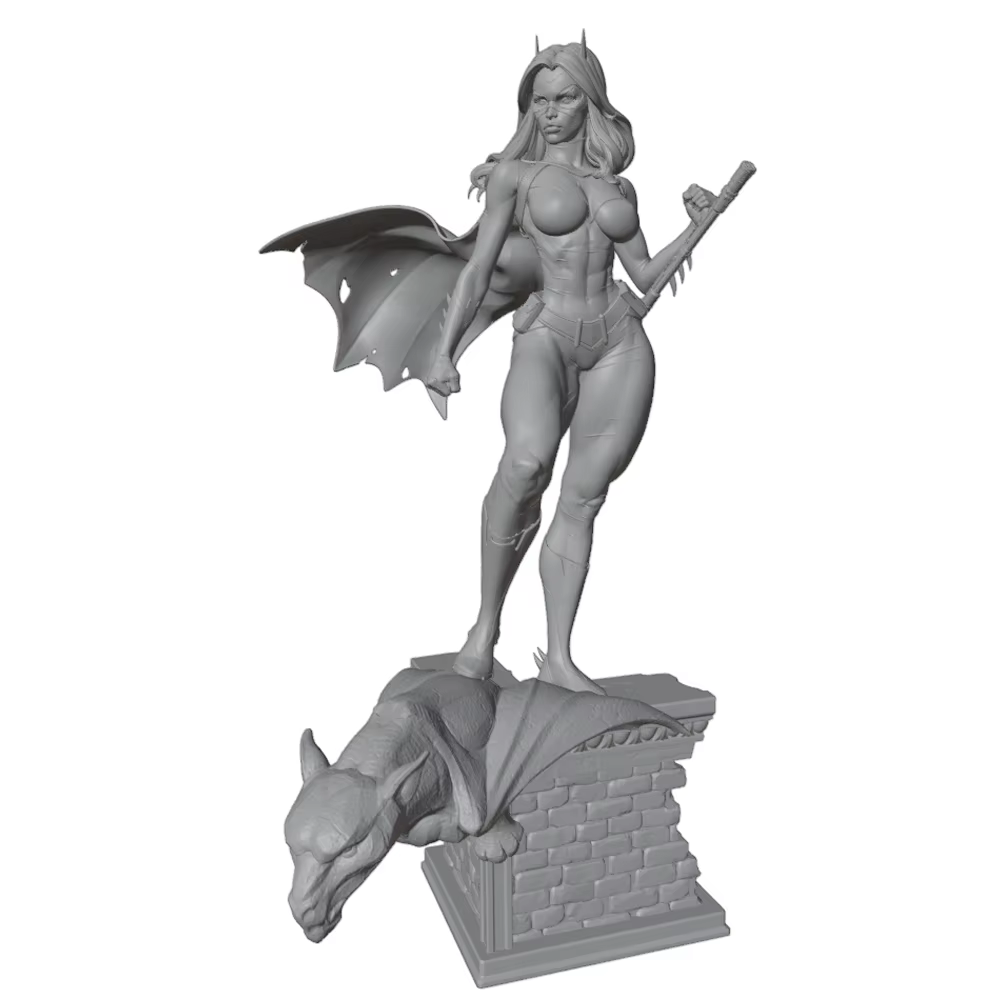 Miniatura figura Anime NSFW impresa en 3D, sin montar y gris