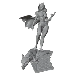 Miniatura figura Anime NSFW impresa en 3D, sin montar y gris