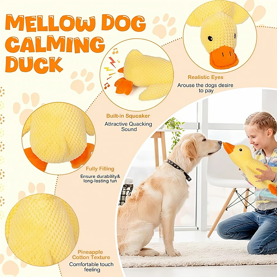 Juguete peluche pato con sonido para gatos y perros – Dentición y juego - imagen 4