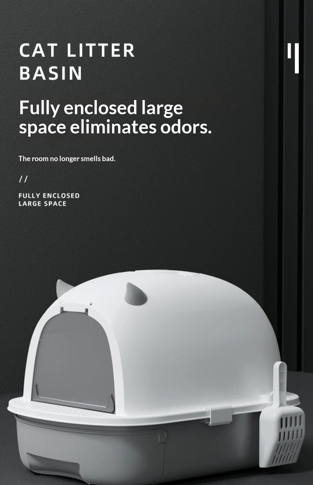 Caja de arena cerrada plegable extra grande para gatos de interior