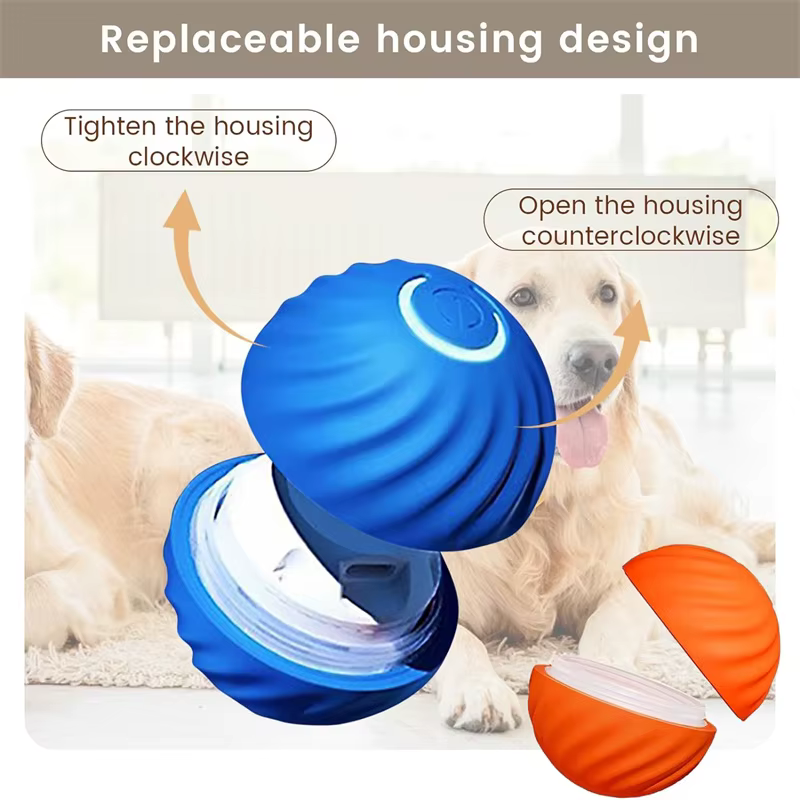 Pelota interactiva para mascotas en entorno doméstico
