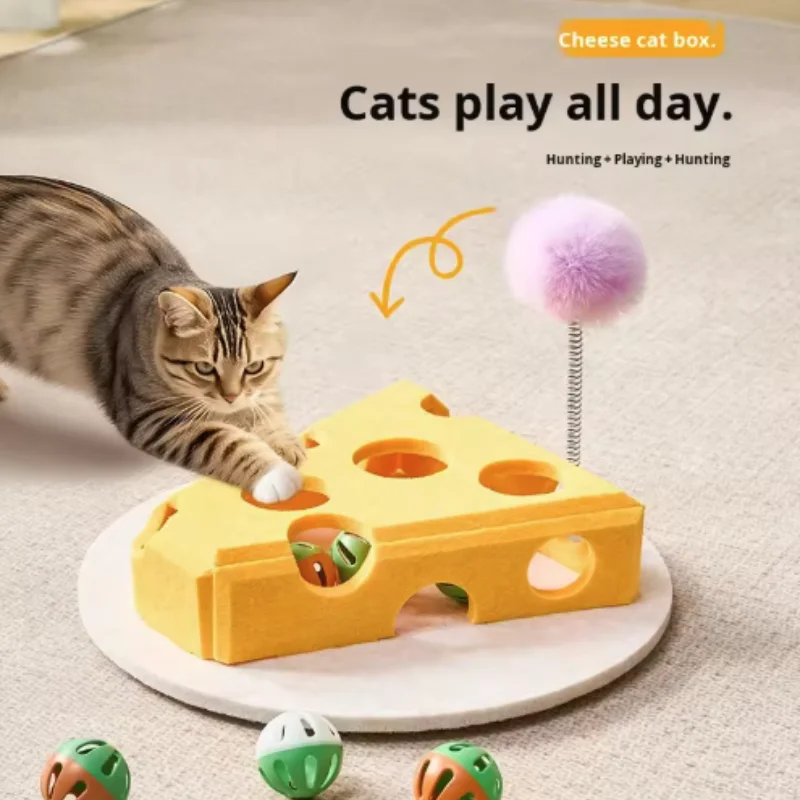 Juguete de fieltro para gatos rompecabezas con pelota y caja arañazos - imagen 4