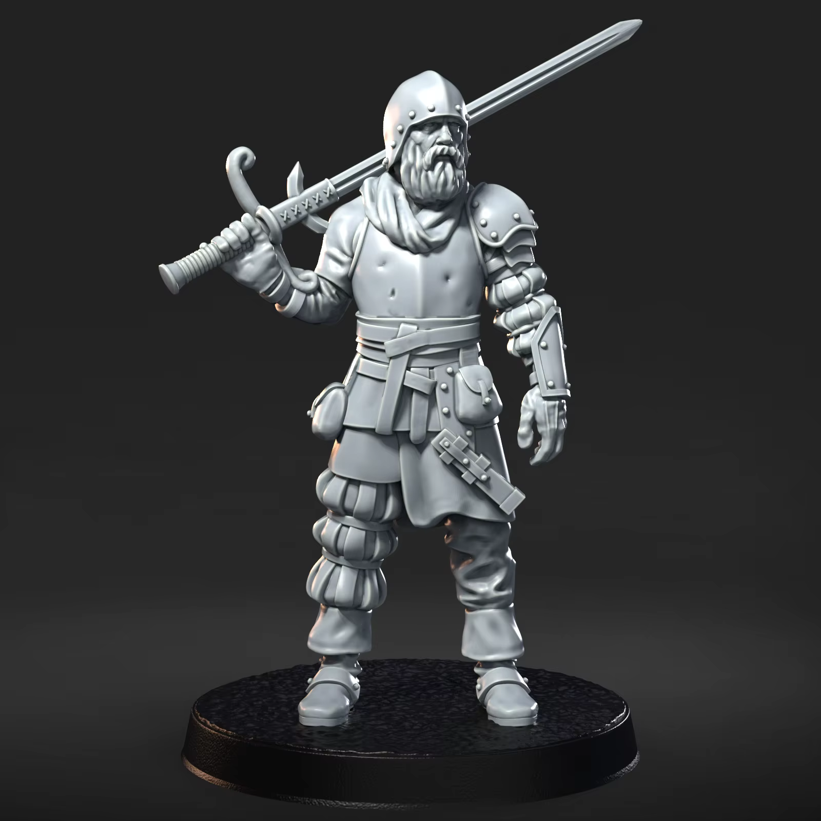 Figura de resina sin pintar de guerrero medieval