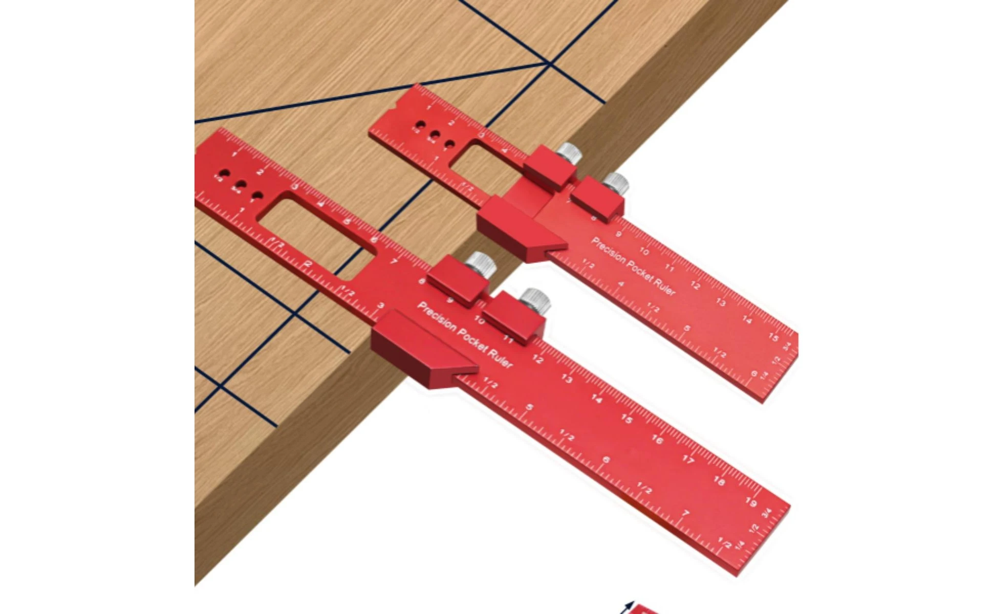 Juego de reglas ajustables de aluminio rojo para medir con precisión