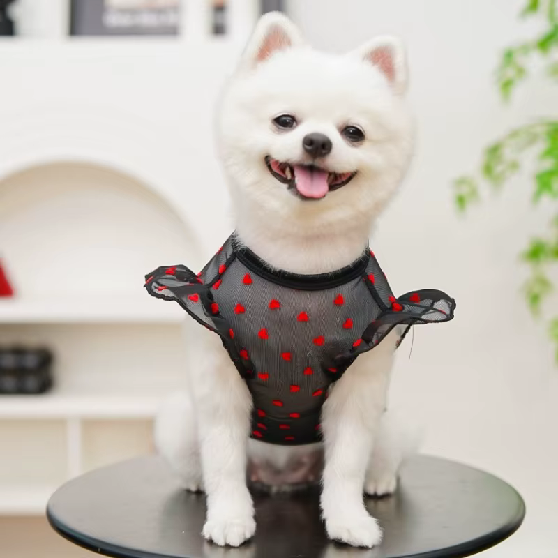 Chaleco de verano transpirable para perro y gato con corazones - imagen 2