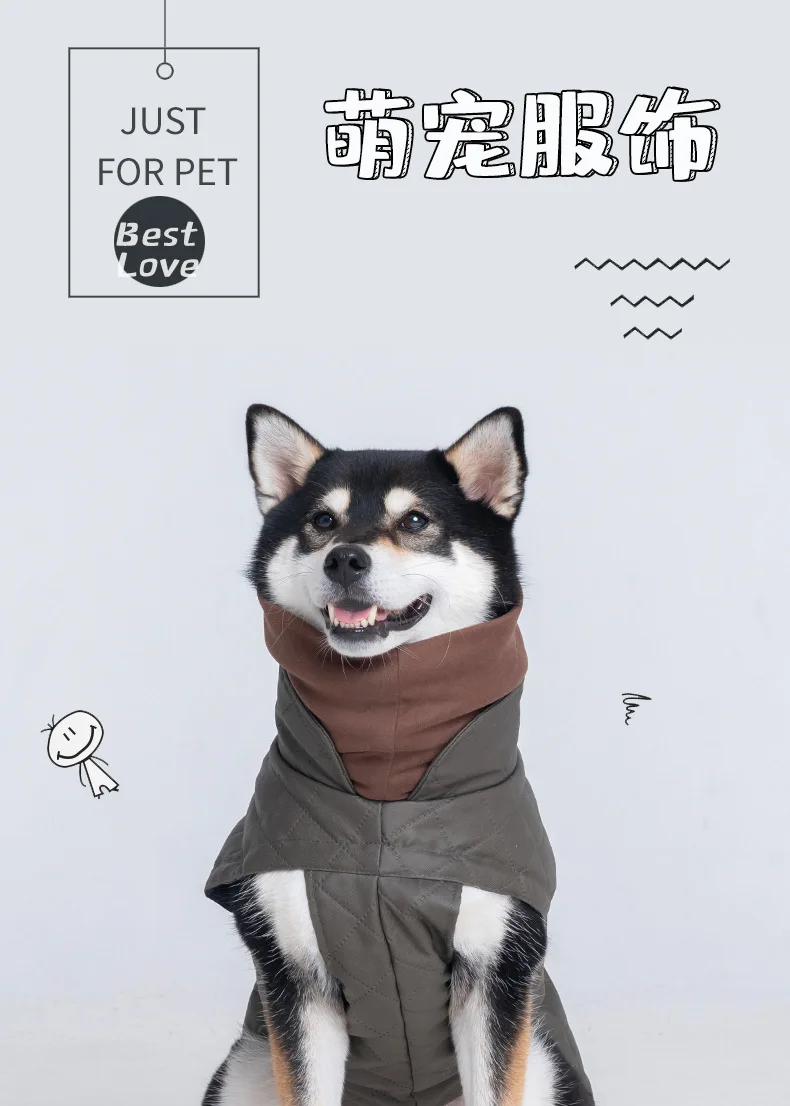 Capa de algodón para perros con cuello acolchado
