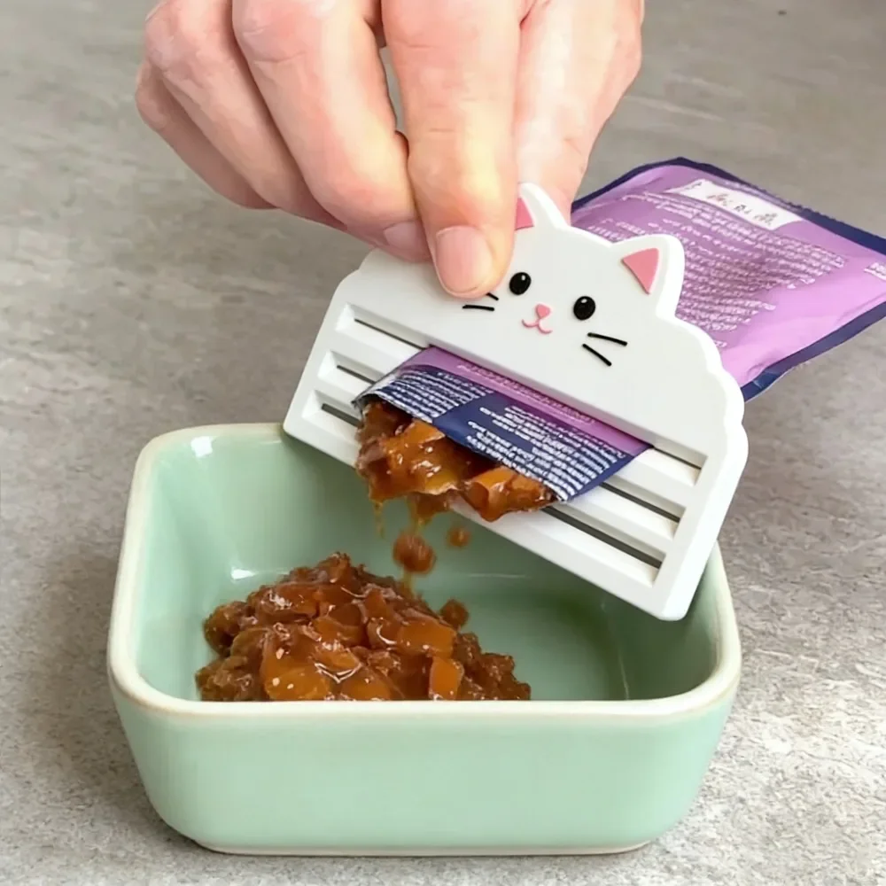 Mango ergonómico del ex primidor de comida para gatos