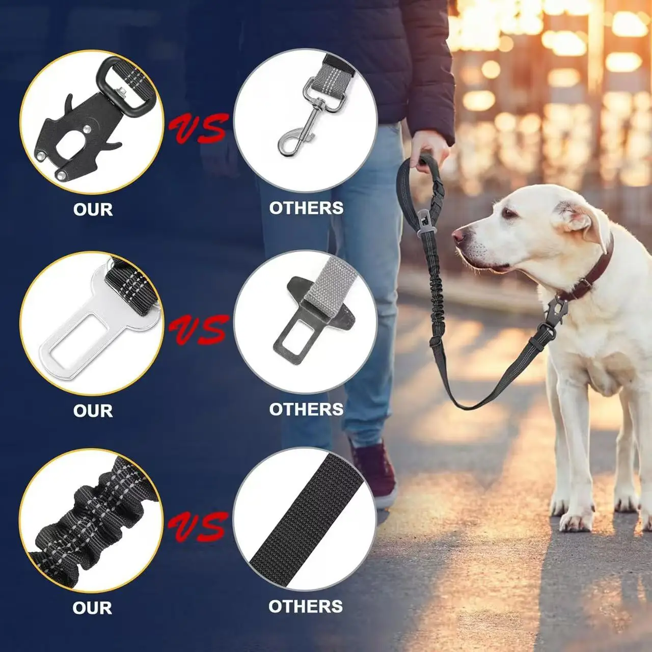 Arnés de seguridad para perros con cinturón auto y correa retráctil - imagen 4