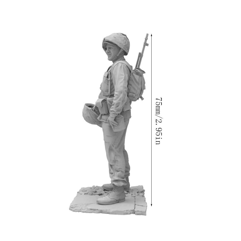 Detalle de cabeza de figura de soldado sin pintar