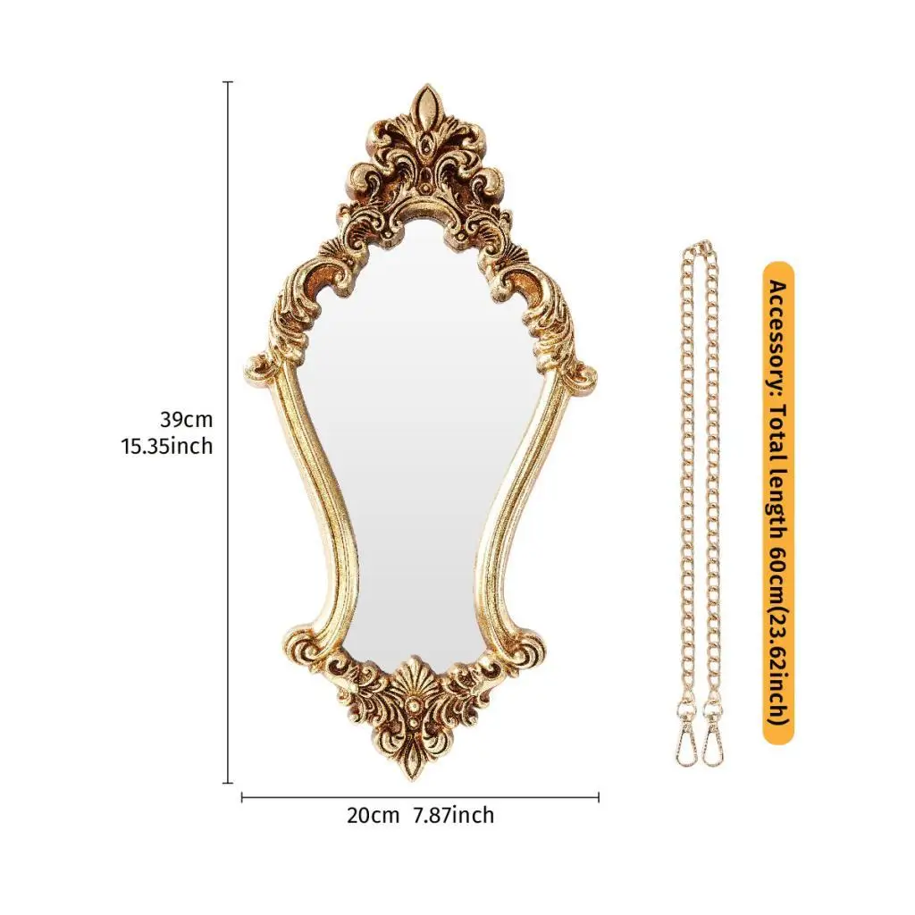 Espejo ornamentado vintage para pared dorado