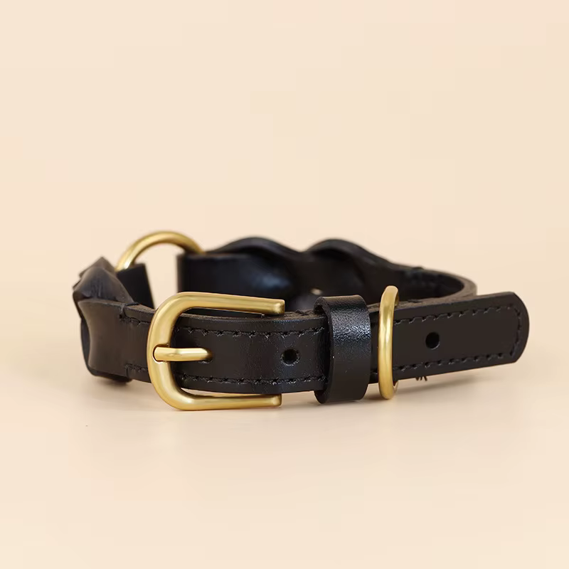 Collar de cuero trenzado para perros – Artesanal antitirones - imagen 5