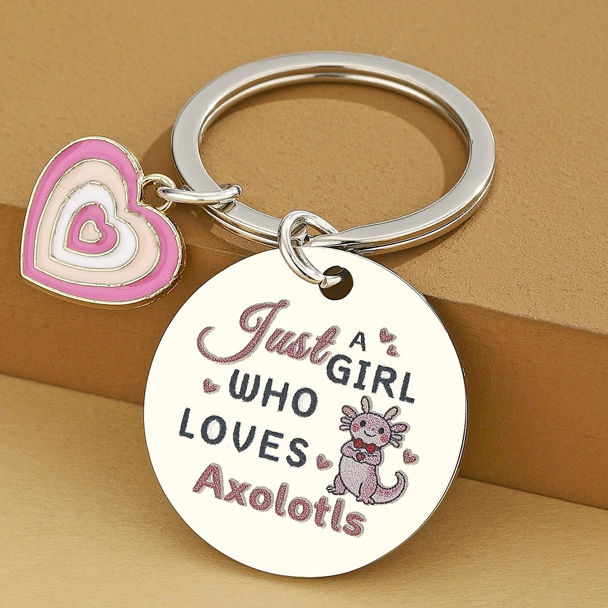 Llavero axolotl charm adorable de acero inoxidable